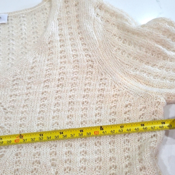 Calvin Klein Cream V-Neck Sweater Petites P/M - Picture 6 of 9